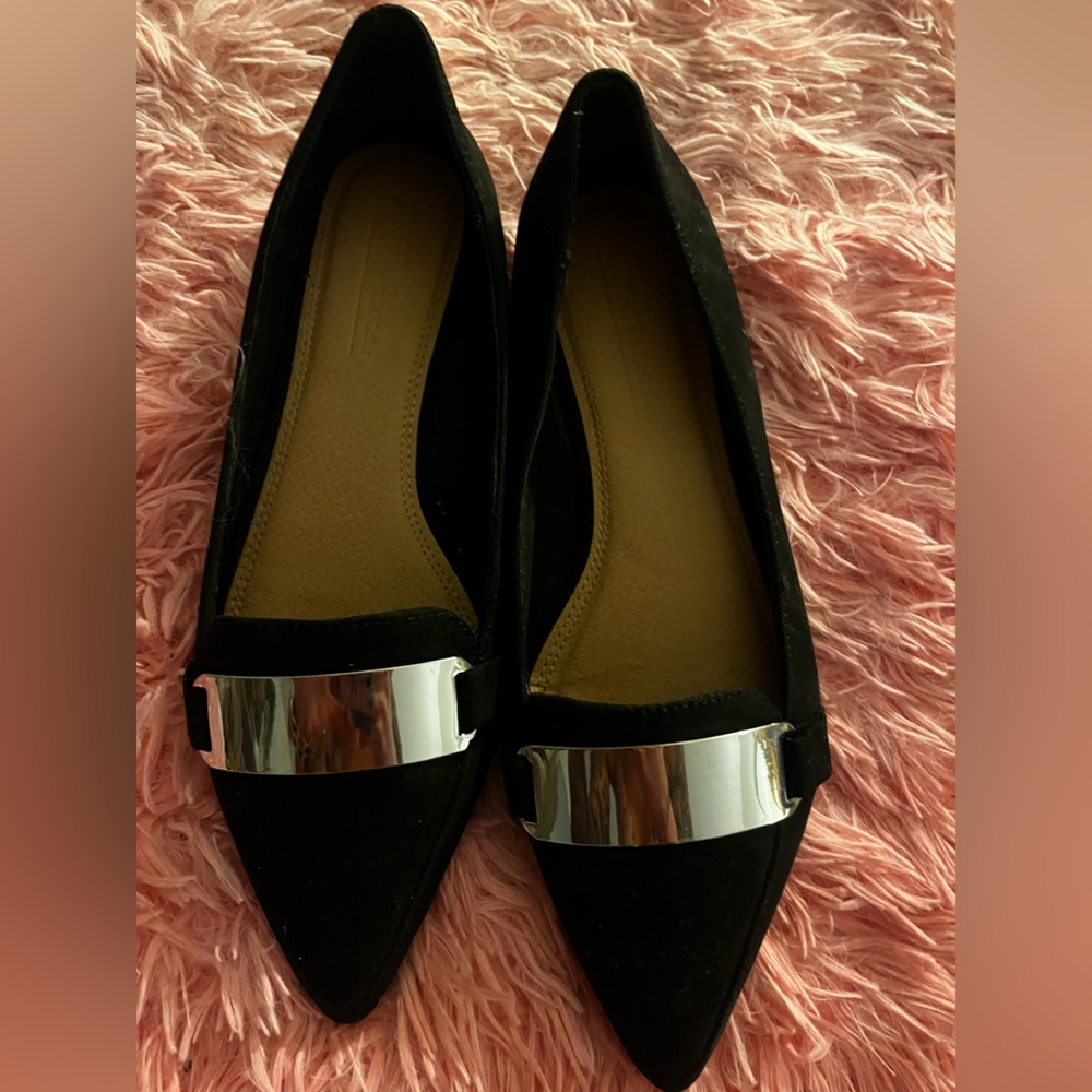 ASOS Elegant Black Pointed Flats with Silver Accent